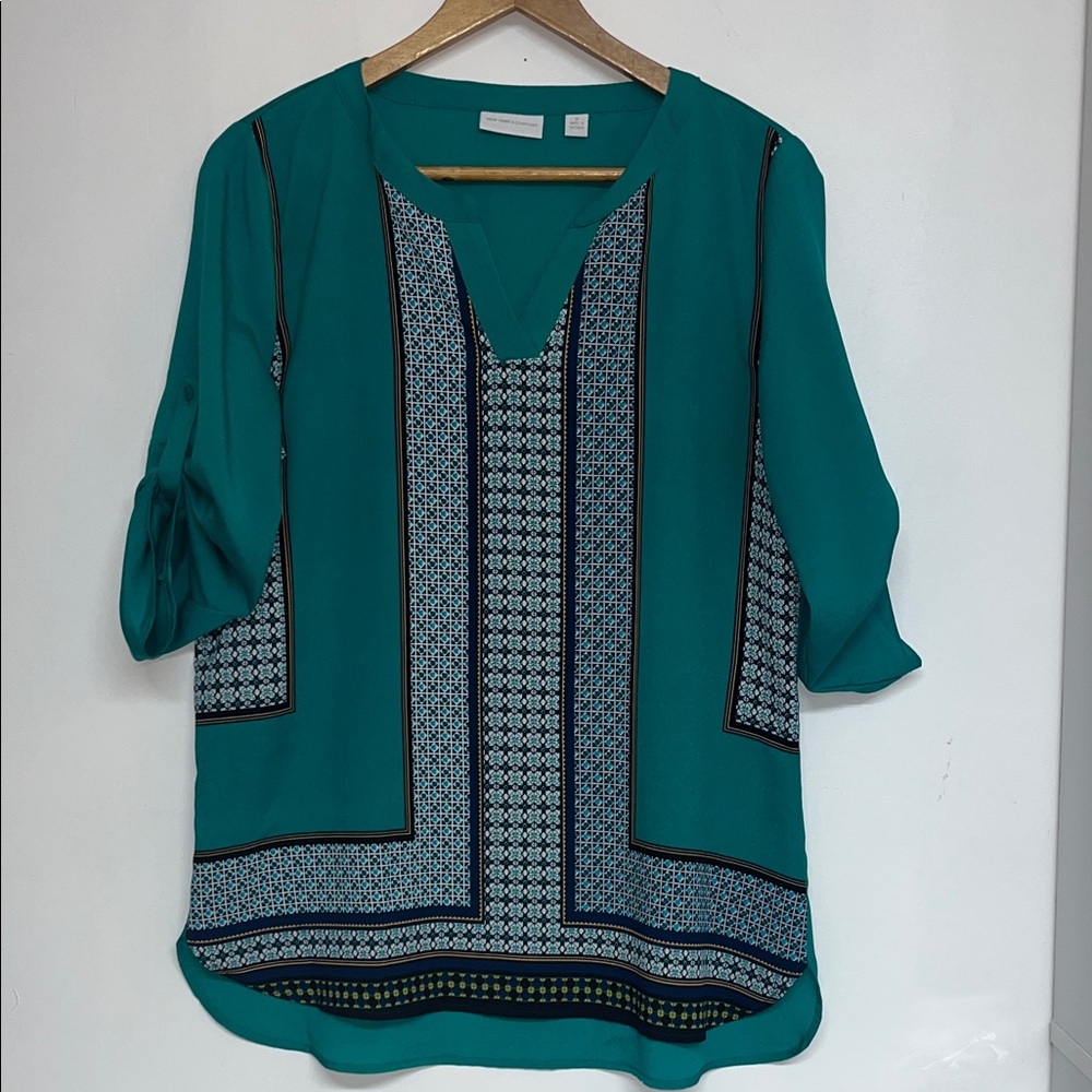 New York & Co Medium Women’s Kelly Green Patterned Blouse #boho #business #chic